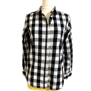 CAMIXA By Celina Di Pisa Black and White Plaid Cotton Button-down Shirt Small